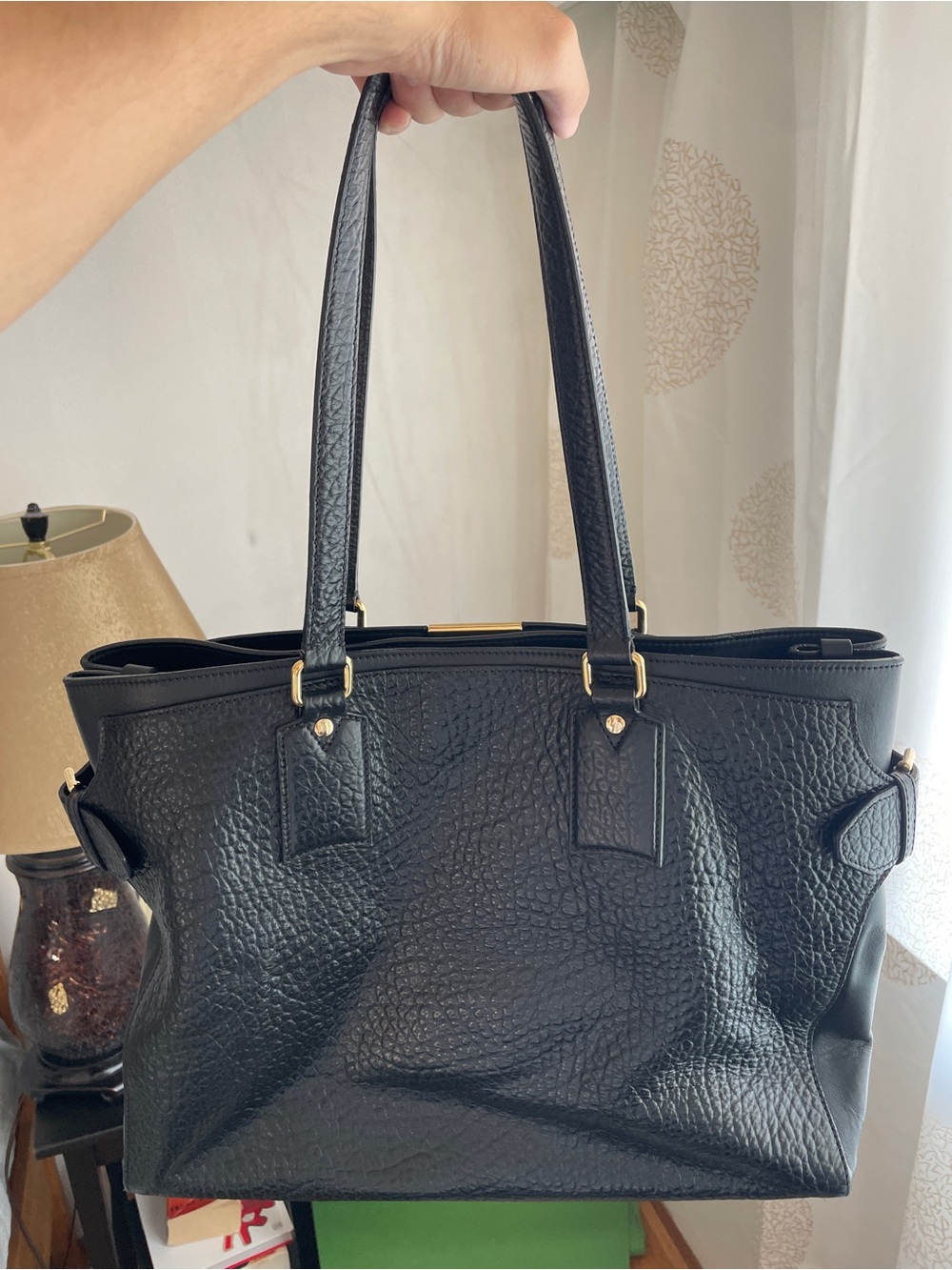 Burberry Black Grain Leather Woodbury Tote - Picture 2 of 3